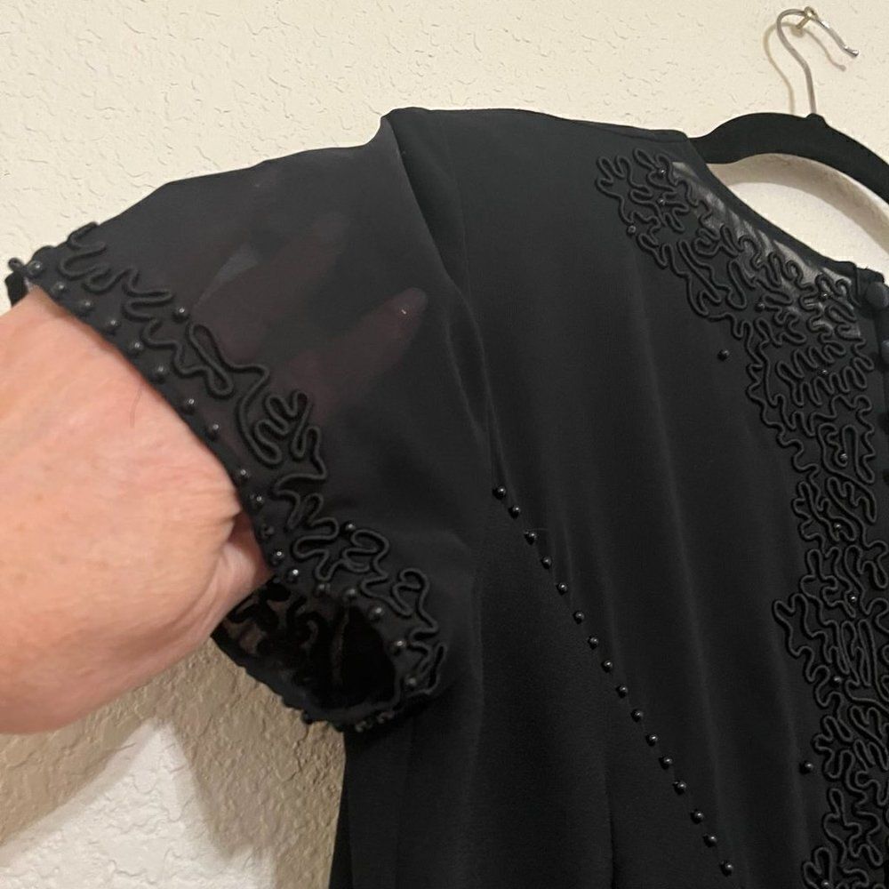 DONNA MORGAN black Beaded Lined Short Sleeve dress size 12P - Picture 15 of 16